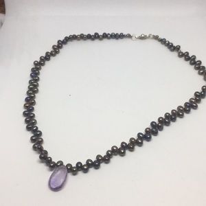 Handmade Pearl and Amethyst Necklace